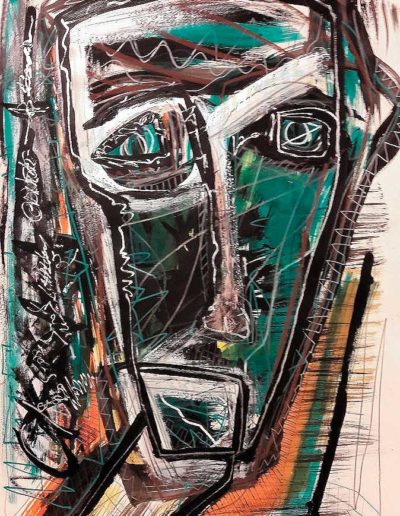 Triste sire - technique mixte sur papier - 70 x 50 cm - 2021 - Christophe Ducoin alias el Chuzpo artiste peintre à Toulouse