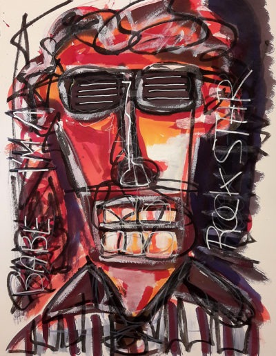 Yes I'm a rockstar - Techniques mixtes sur papier A3 - 2020 - Christophe Ducoin alias el Chuzpo artiste peintre à Toulouse