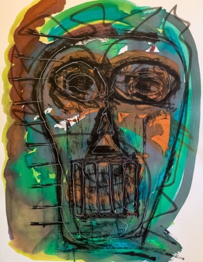 Santa muerte - Techniques mixtes sur papier A3 - 2020 - Christophe Ducoin alias el Chuzpo artiste peintre à Toulouse