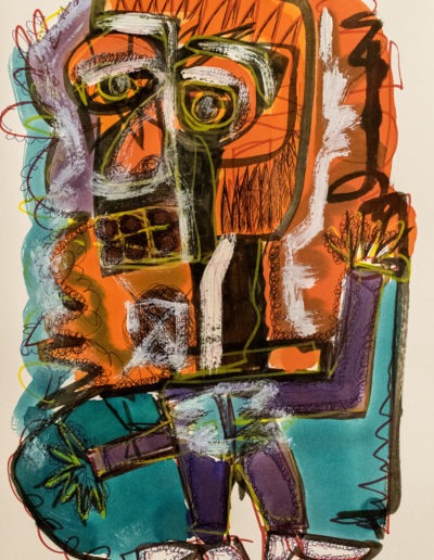 Encore vivant - Technique mixte sur papier A3 – 2020 Collection particulière Perpignan, France - © Christophe Ducoin alias « El Chuzpo » artiste peintre à Toulouse