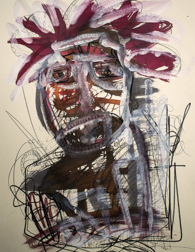 Punk attitude - Technique mixte sur papier 70 x 50 cm – 2021 - © Christophe Ducoin alias « El Chuzpo » artiste peintre Toulouse