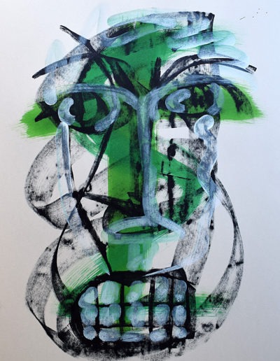 Vert de rage - Technique mixte sur papier 70 x 50 cm – 2021 - Collection particulière, Toulouse