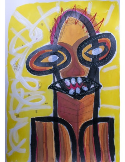 Dickhead - Technique mixte sur papier 70 x 50 cm – 2022 - Christophe Ducoin alias « El Chuzpo » artiste peintre à Toulouse