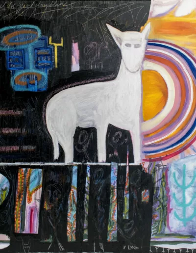 The big white dog - Mixed medias on canvas - 100 x 100 cm - 2020