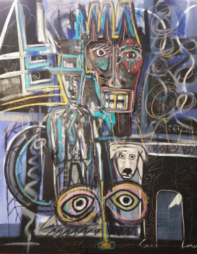 The painter, his demons, his dog - Mixed medias on canvas - 160 x 120 cm – 2020