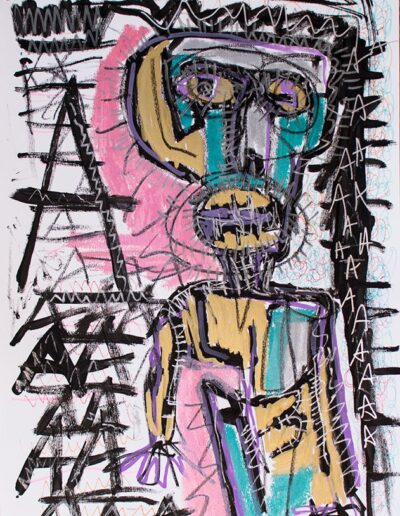 AAAAAAH - Mixed media on paper A3 – 2016 - © Christophe Ducoin alias “El Chuzpo” artiste peintre à Toulouse