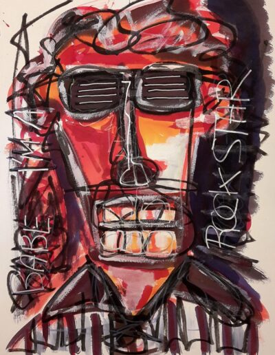 Yes I'm a rockstar - Mixed media on paper A3 - 2020 - Christophe Ducoin alias el Chuzpo artiste peintre à Toulouse