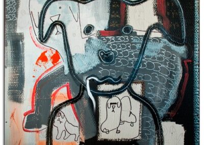 BOBY THE DOG - Mixed media on cardboard 100 x 100 cm - 2014 - Private collection, Puebla (Mexique) - © Christophe Ducoin alias “El Chuzpo” artiste peintre à Toulouse