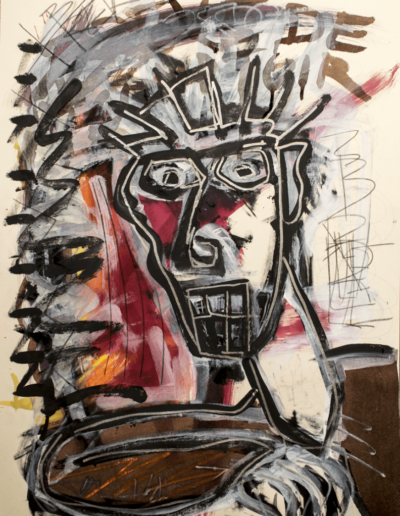 A few words from the bar - Mixed media on paper 70 x 50 cm – 2021 - © Christophe Ducoin alias « El Chuzpo » artiste peintre à Toulouse