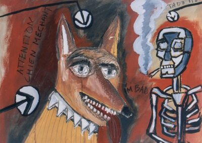 The nasty dog - Mixed media on paper - Private collection, Toulouse, France - © Christophe Ducoin alias « El Chuzpo » artiste peintre à Toulouse