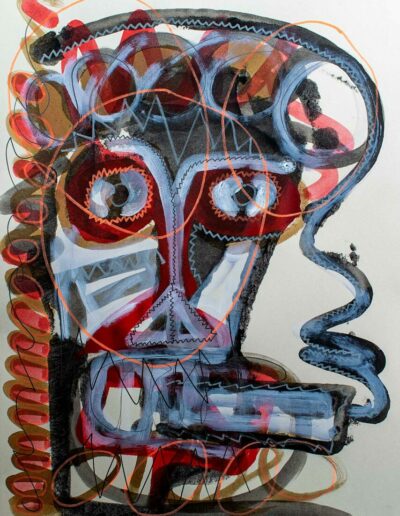 Cigarette V2 - Mixed media on paper 70 x 50 cm – 2021 - Christophe Ducoin alias « El Chuzpo » artiste peintre à Toulouse