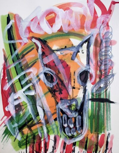 Demon - Mixed media on paper - 70 x 50 cm – 2021 - © Christophe Ducoin alias « El Chuzpo » artiste peintre à Toulouse
