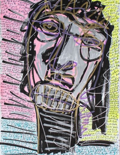 Angry - Mixed media on paper A3 – 2016 - © Christophe Ducoin alias “El Chuzpo” artiste peintre à Toulouse