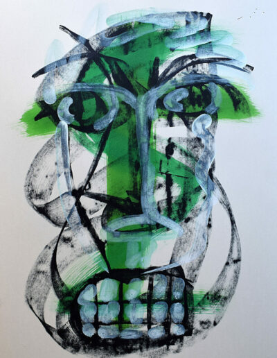 Angry green - Mixed media on paper 70 x 50 cm – 2021 - © Christophe Ducoin alias « El Chuzpo » artiste peintre à Toulouse