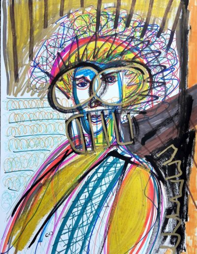 LADY CALAVERA - Mixed media on paper - 2017 © Christophe Ducoin alias “El Chuzpo” artiste peintre à Toulouse