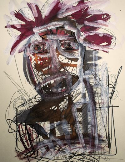 Punk attitude - Mixed media on paper 70 x 50 cm – 2021 - © Christophe Ducoin alias « El Chuzpo » artiste peintre Toulouse