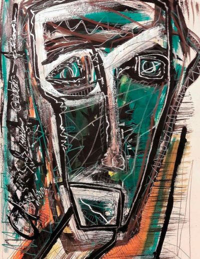 Sad sire - Mixed media on paper 70 x 50 cm - 2021 - Christophe Ducoin alias el Chuzpo artiste peintre à Toulouse
