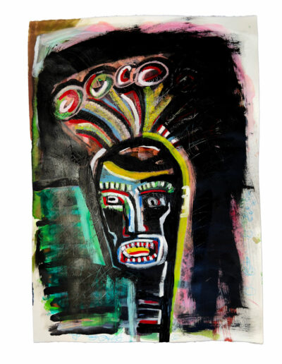 Fétiche - Technique mixte sur papier - 70 x 50 cm – 2023 - Christophe Ducoin alias « El Chuzpo »